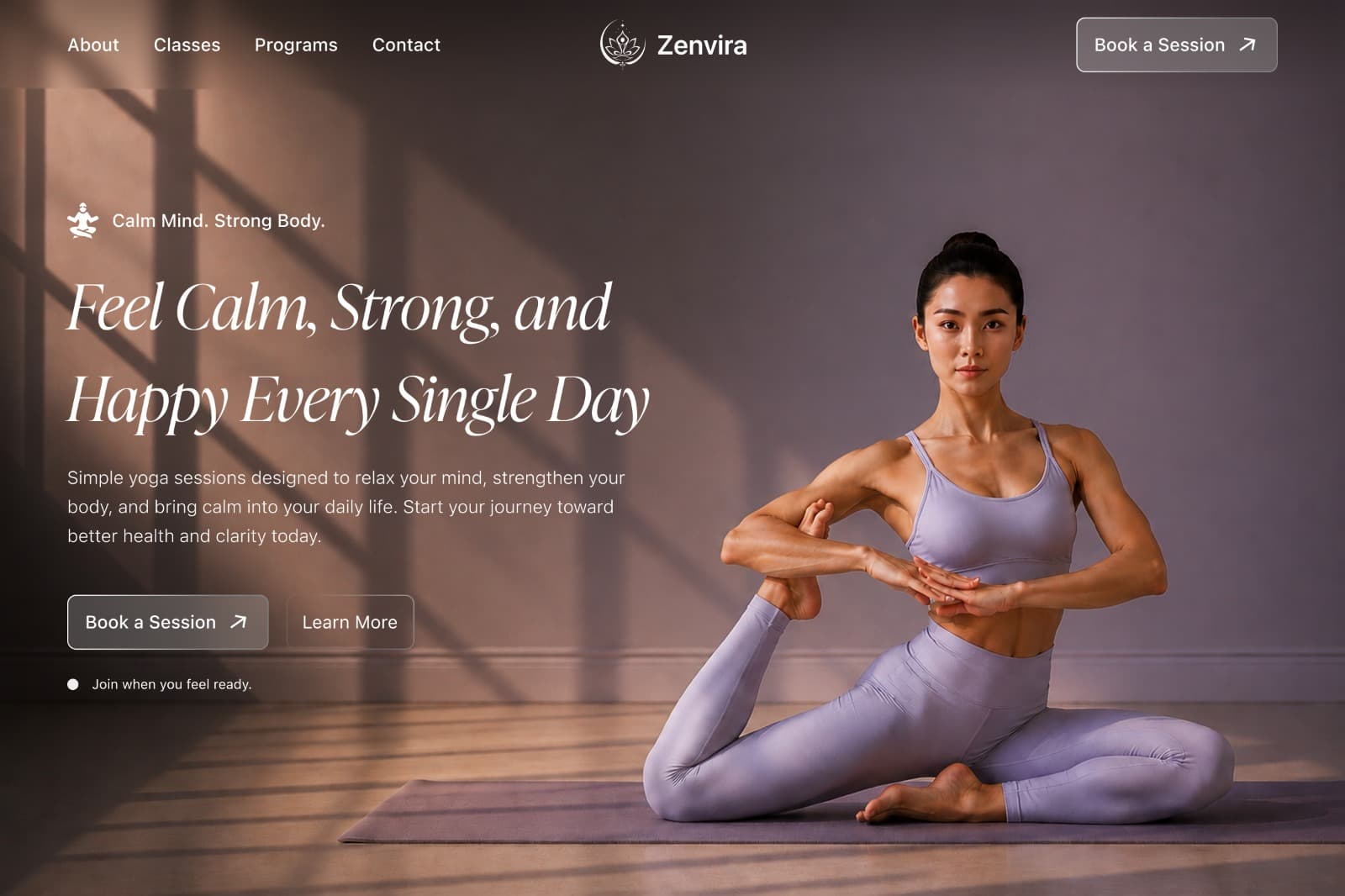Wellness studio site — calm studio photography