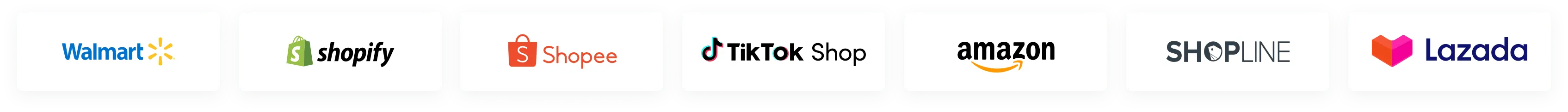 Amazon, SHOPLINE, Lazada, Walmart, Shopify, Shopee, and TikTok Shop